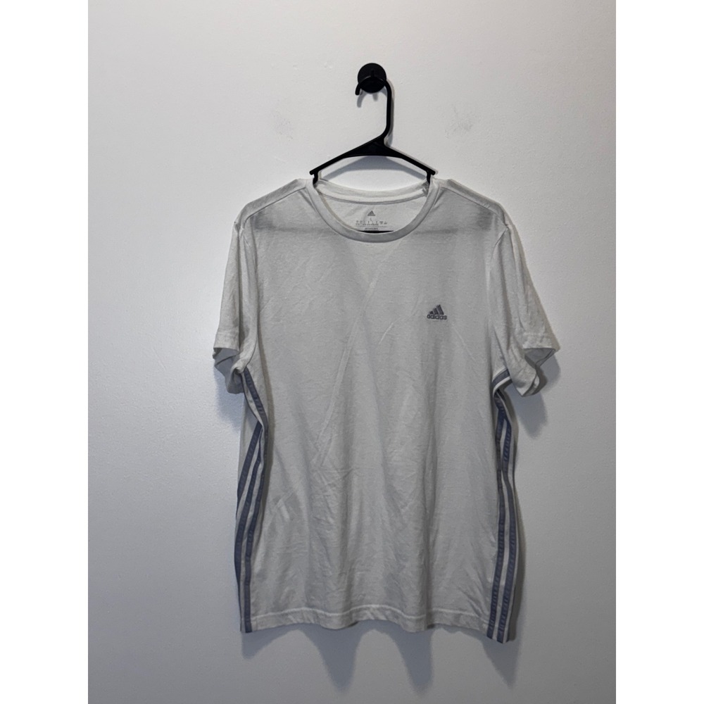 Adidas Aeroready White Grey 3 Stripe Performance T-Shirt Womens Large